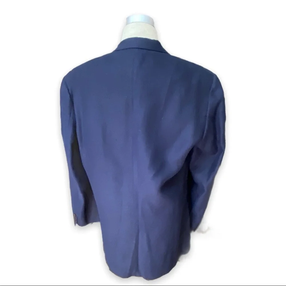 Ralph‎ Lauren Polo University Linen Blazer Jacket Sport Coat Navy Blue 41 T
